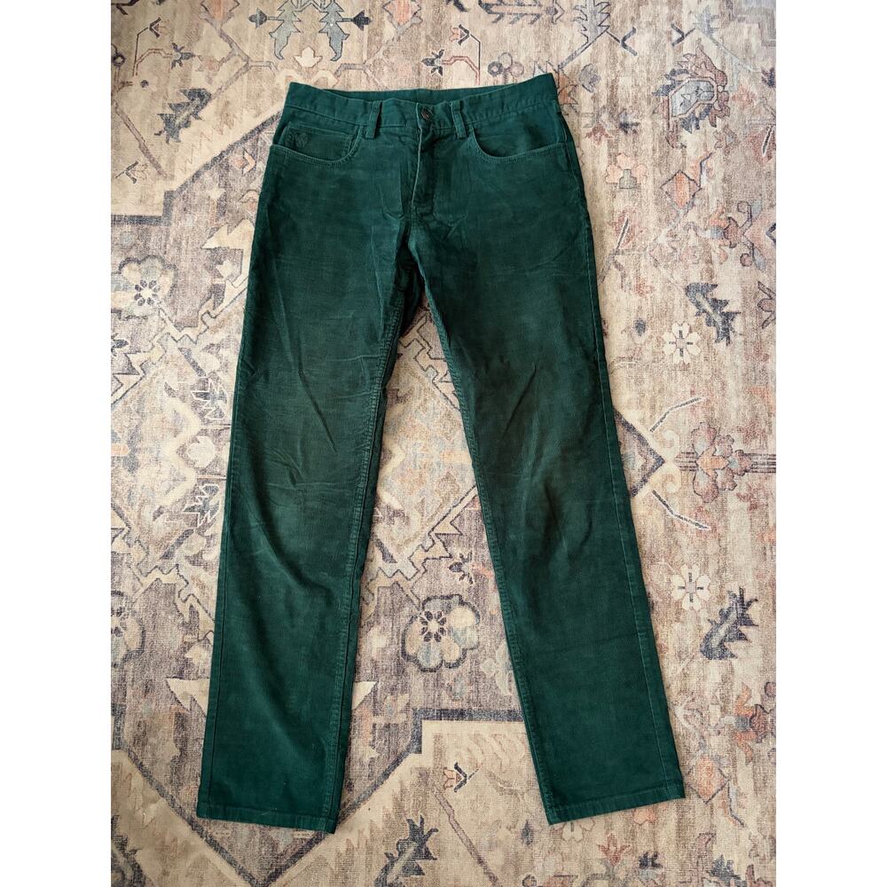 Brooks Brothers Red Fleece Corduroy Pants Mens 32x32 Green 5 Pocket Straight